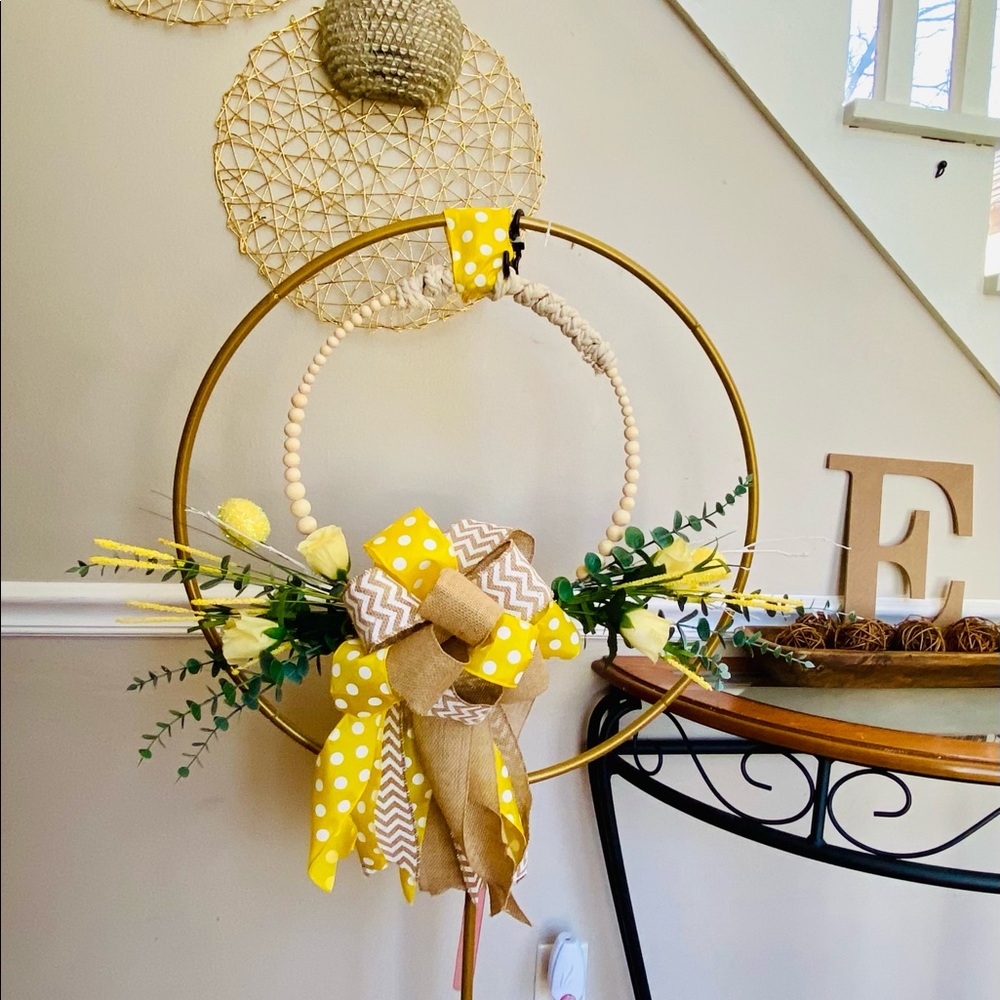 Yellow Hoop Wreath Yellow Peonies and Yellow Roses SALE!!